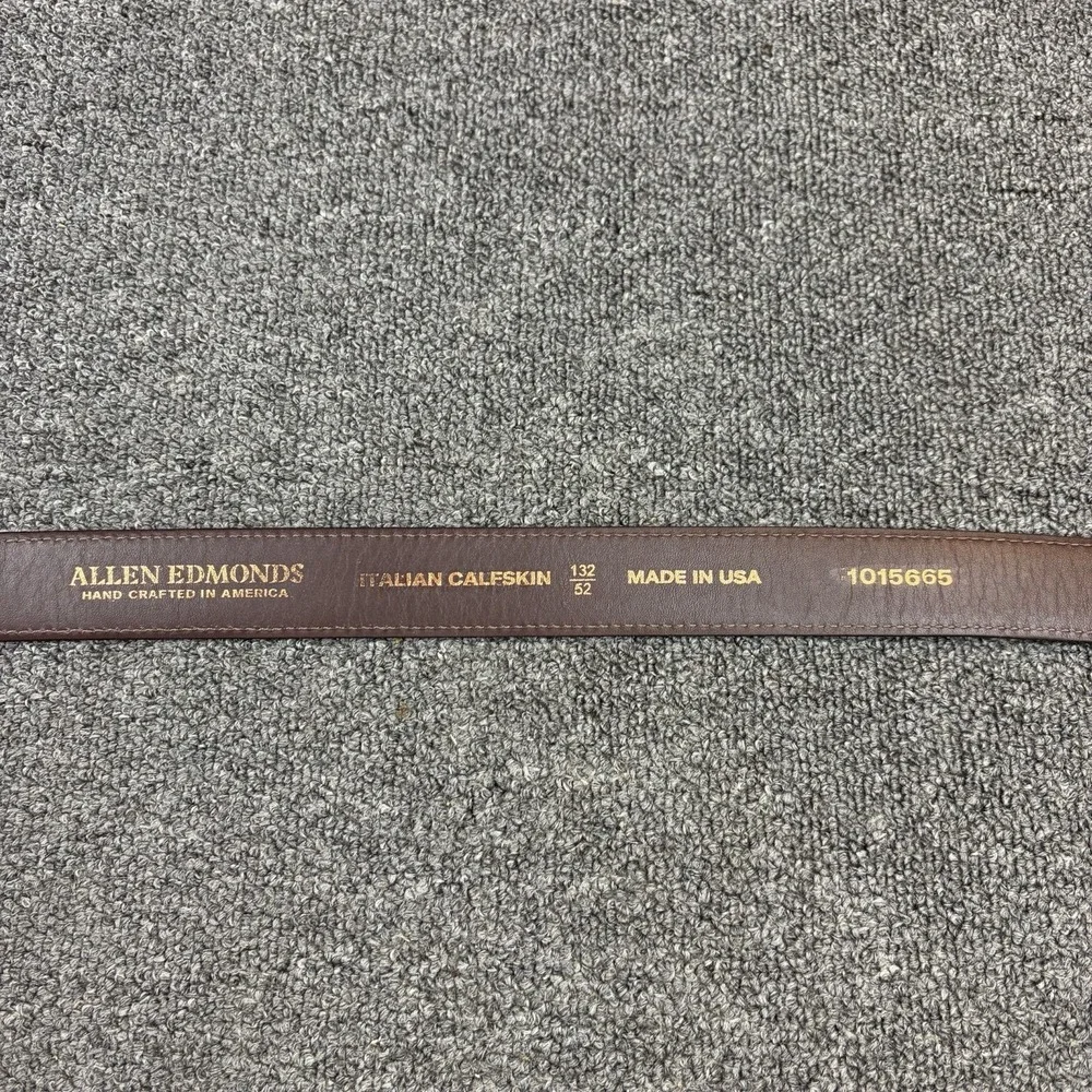Allen Edmonds Italian Calfskin Brown Leather Belt Size 52 Made in USA‎ Dress